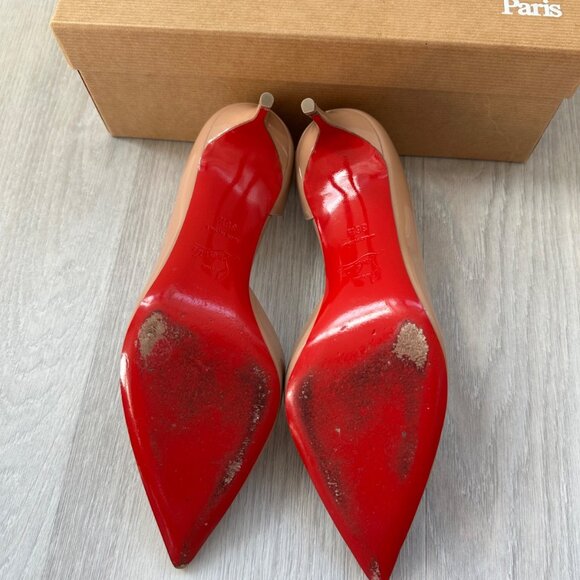Christian Louboutin D'orsay Patent Nude Iriza 70mm Heels - Picture 9 of 9